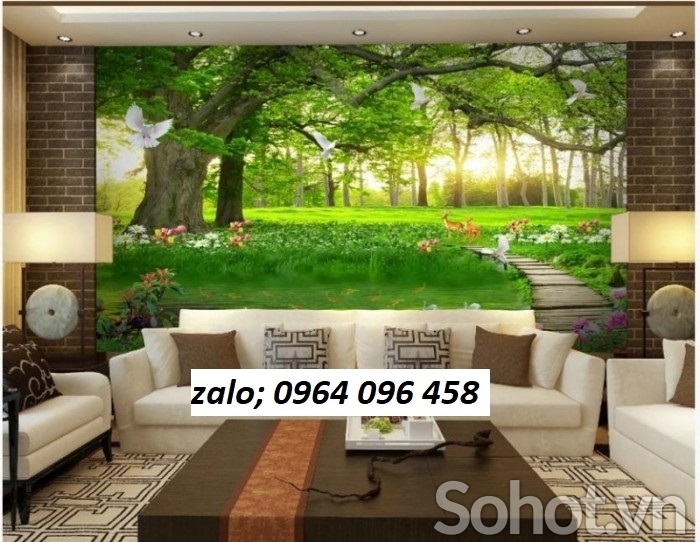 Tranh gạch 3d ốp tường rừng cây - 5VCCX