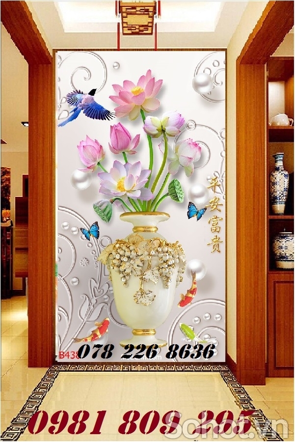 Tranh gạch bình hoa mới nhất