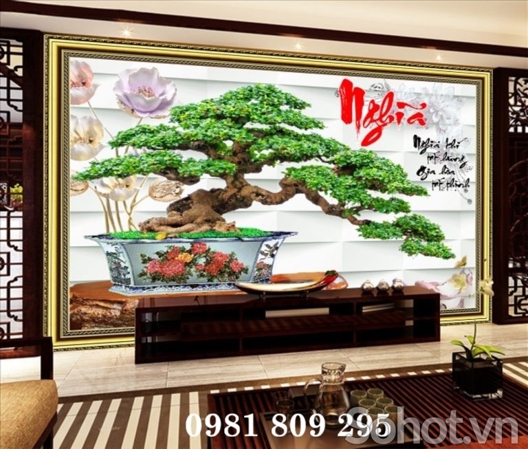 Gạch 3d cây bon sai , gạch trang trí