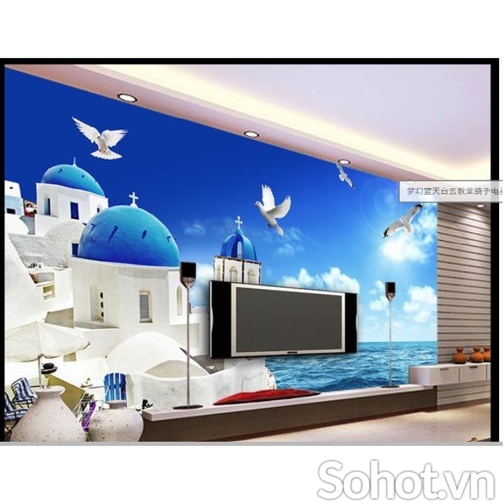 Tranh gạch 3D bãi biển đẹp