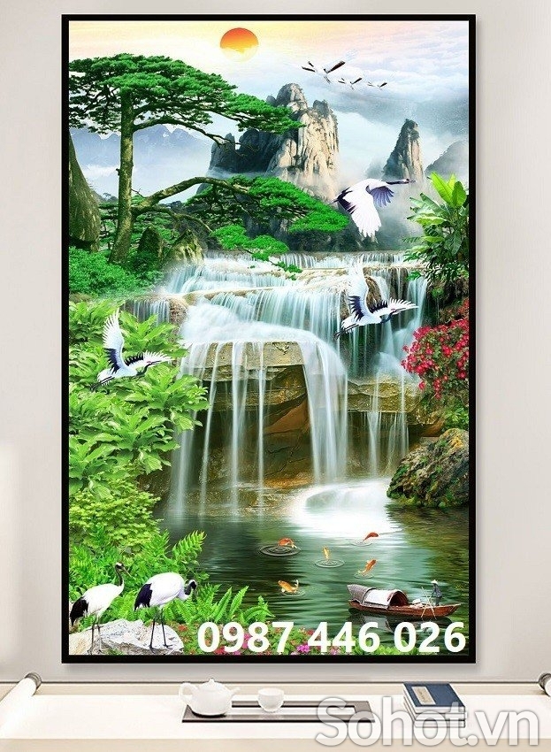 Tranh thác nước- gạch ốp tường