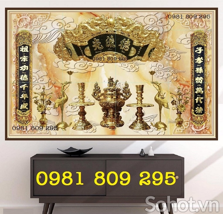 Tranh gạch ban thờ gia tiên mới nhất