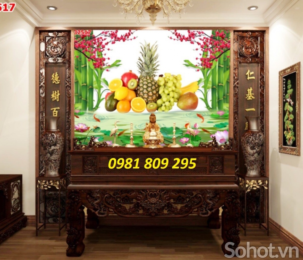 tranh gạch ốp tường 3d phòng thờ