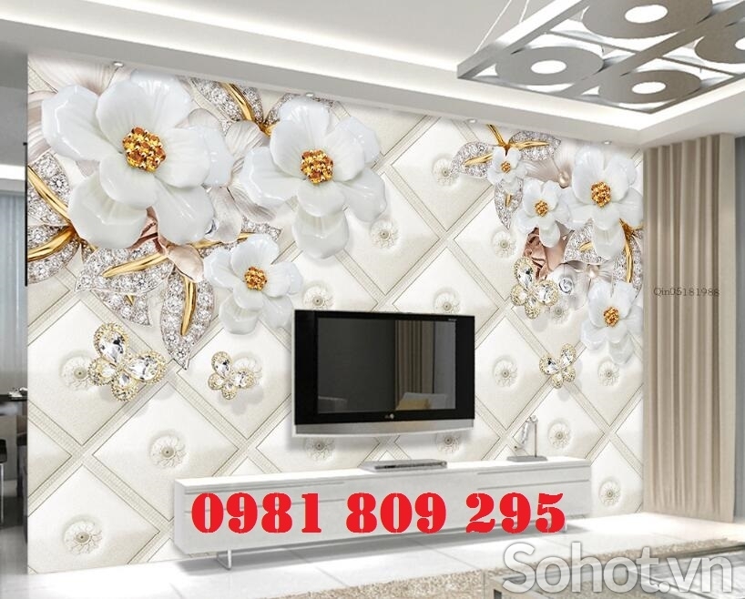 Tranh ốp tường- gạch hoa phòng khách đẹp F54