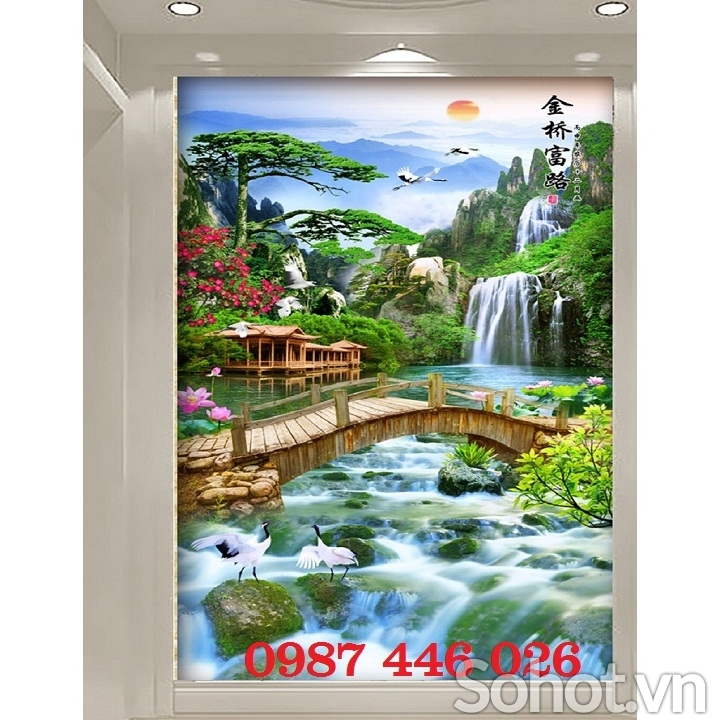 Tranh ốp tường gạch tranh phong cảnh HP734