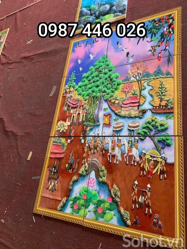 Tranh gạch men làng quê HP7822