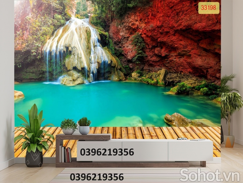 Gạch 3D thác nước đẹp trang trí