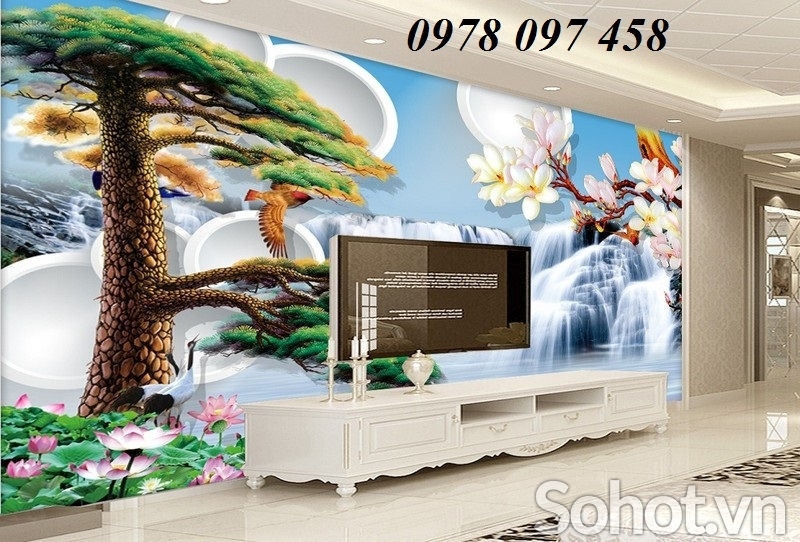 Tranh gạch 3D phong thủy tùng hạc