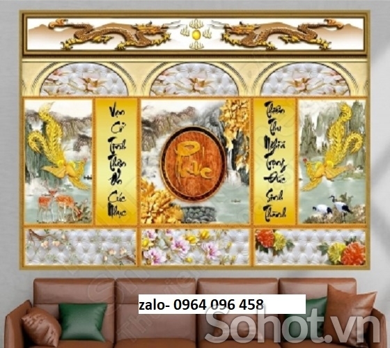 Tranh gạch 3d ốp tường phòng thờ - 6554CV
