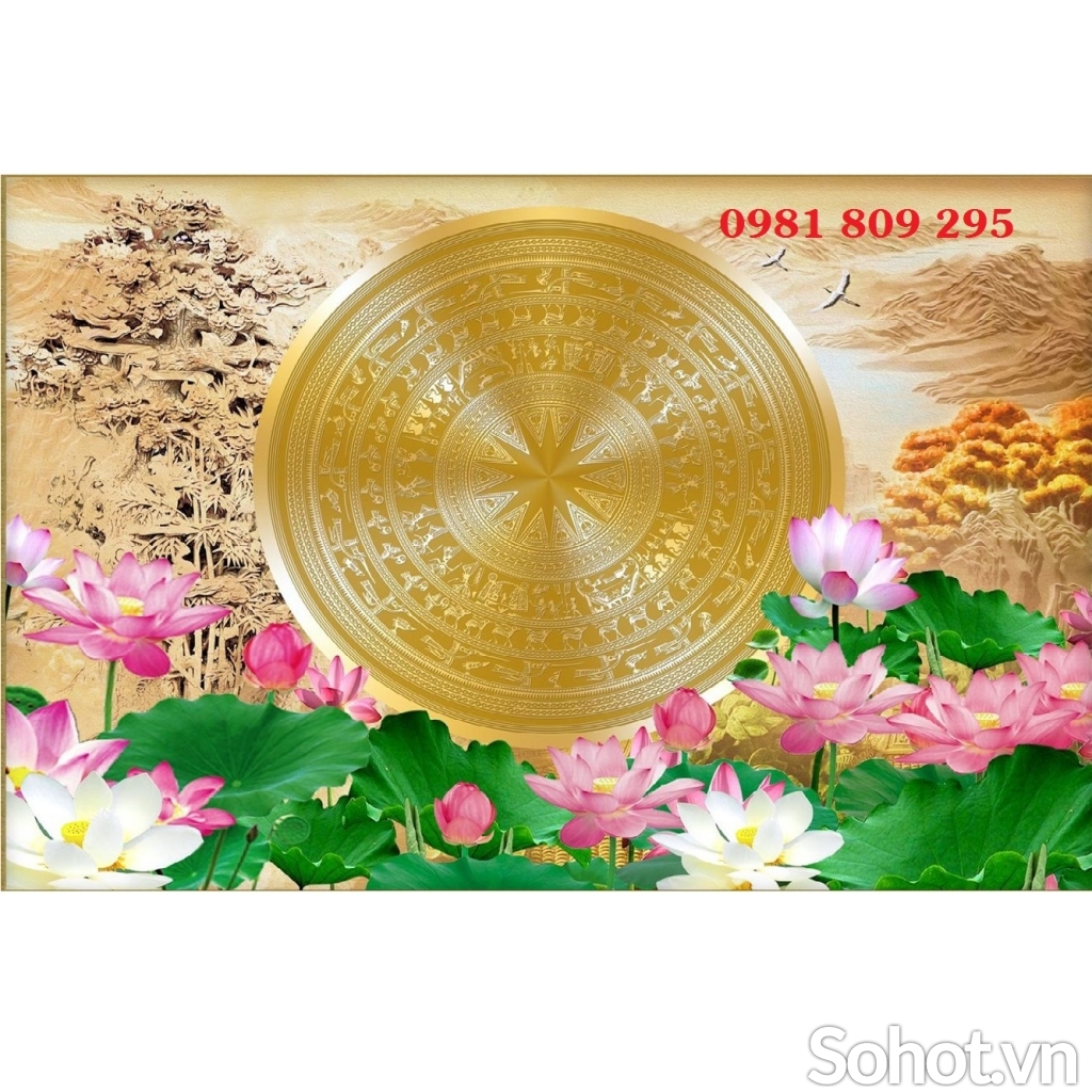 Tranh 3d hoa sen , gạch tranh 3d trang trí HN8988