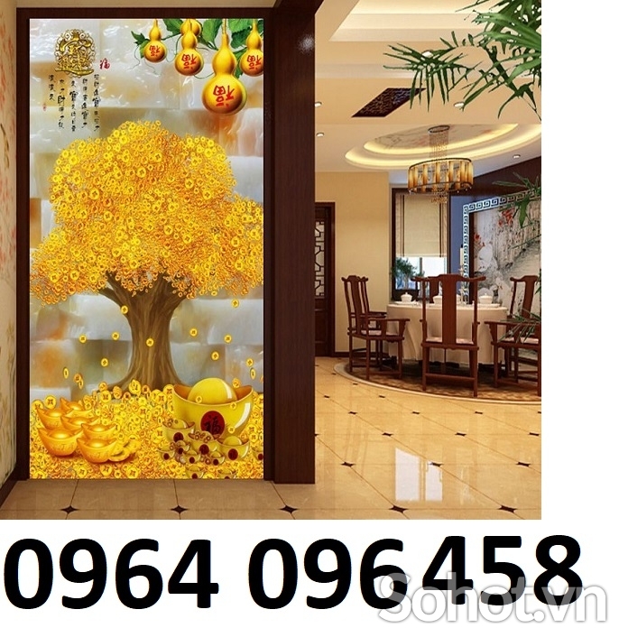 Tranh gạch 3d cây tiền vàng - gạch tranh 3d cây tiền vàng - DSCX44