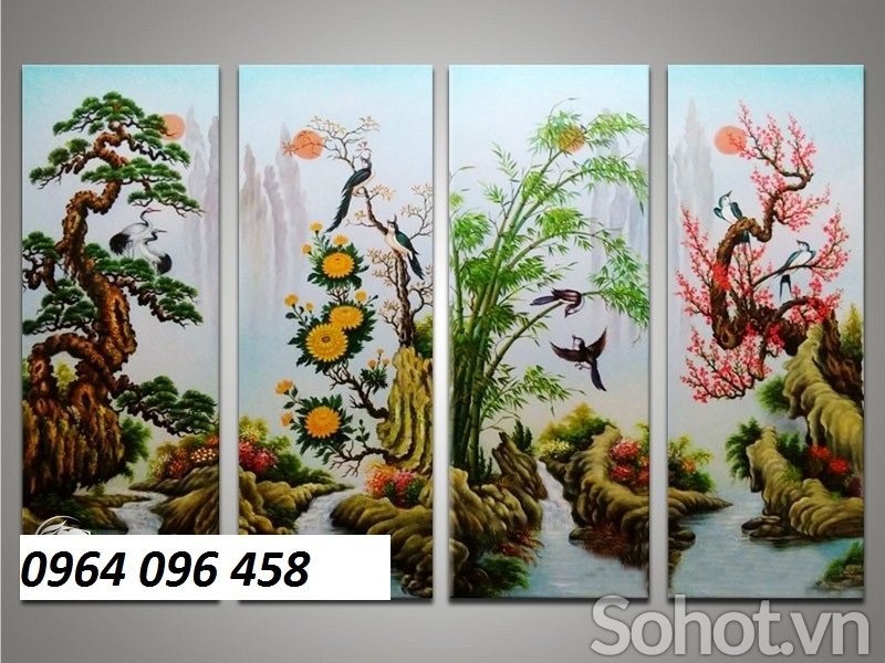 Tranh gạch 3d tranh tứ quý - XCV54