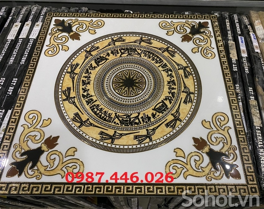 Gach cầu thang chiếu nghỉ hoa văn trống đồng HP732