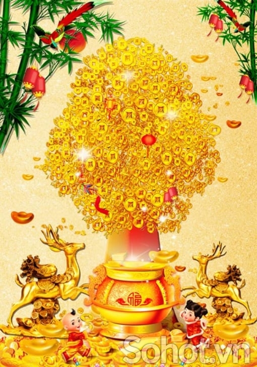 Tranh gạch cây kim tiền 3d - CX32