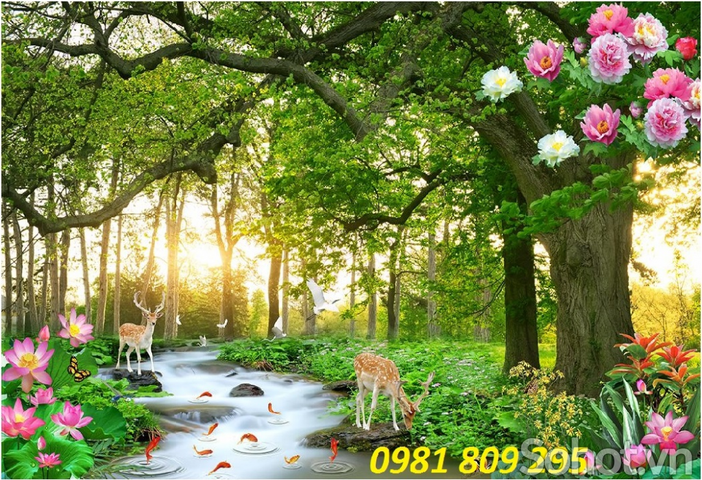 Tranh gạch trang trí phòng- Hoa sen