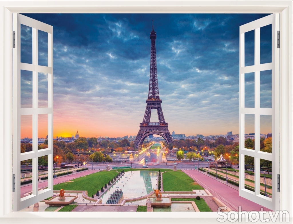 tranh cửa sổ, tranh gạch ốp tường phòng khách