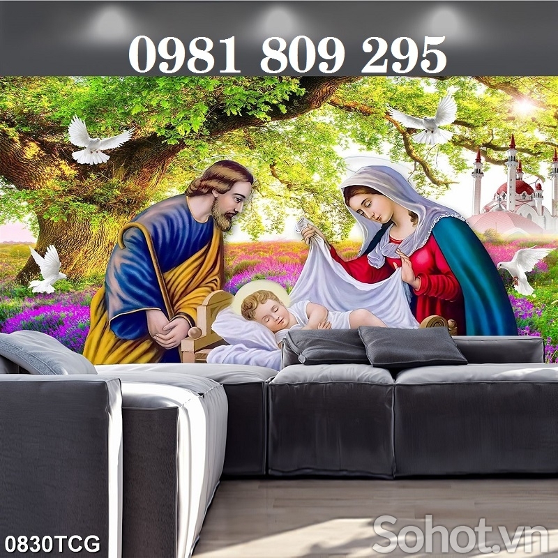 Tranh gạch-Tranh 3D công Giáo phòng khách