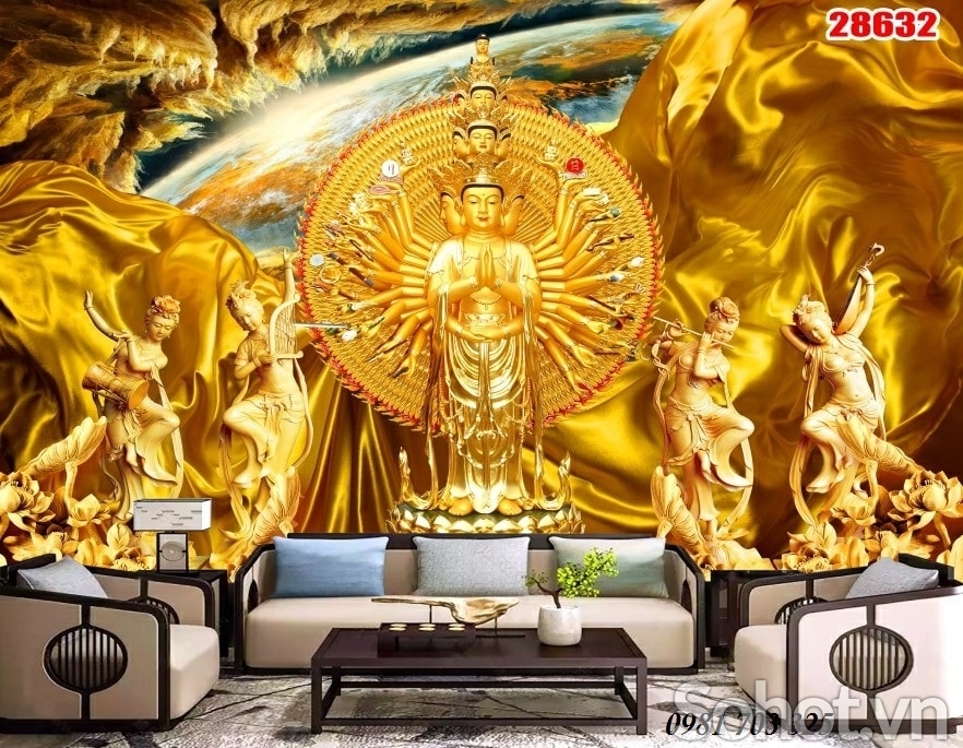 tranh phật giáo,gạch tranh ốp phòng thờ