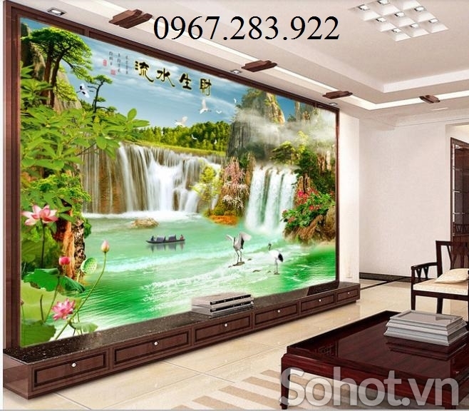 Tranh 3D- Tranh gạch thác nước