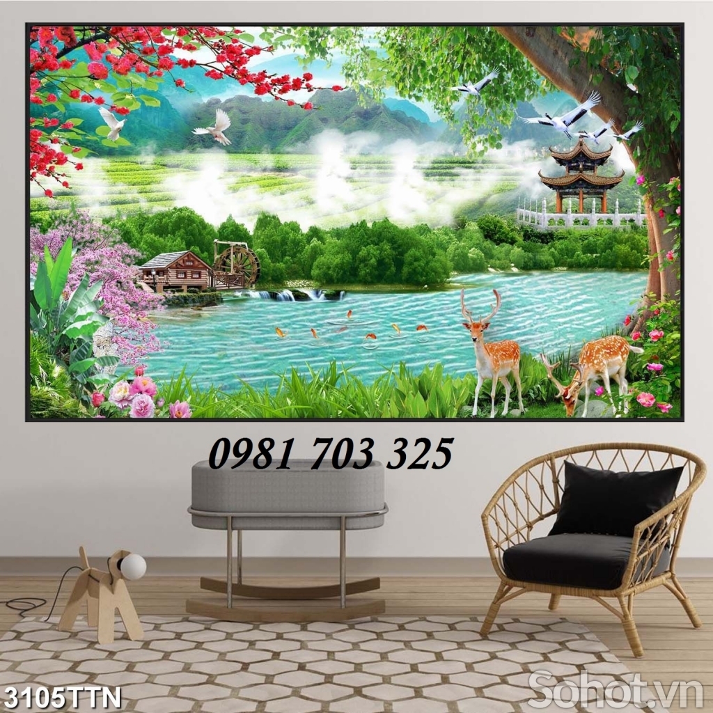 tranh phong cảnh 3D đẹp ốp tường