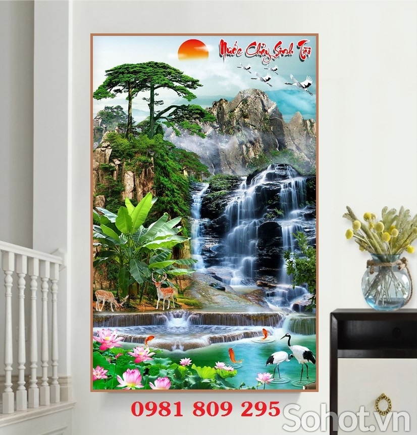 Tranh gạch men khổ dọc , gạch 3d
