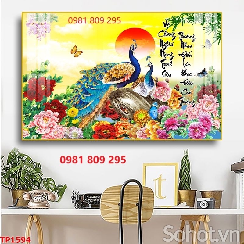 Tranh gạch chim công trang trí 3d ND9999