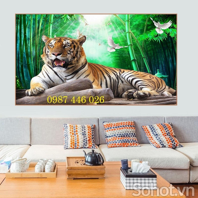 Tranh hổ, gạch ốp tường tranh 3d