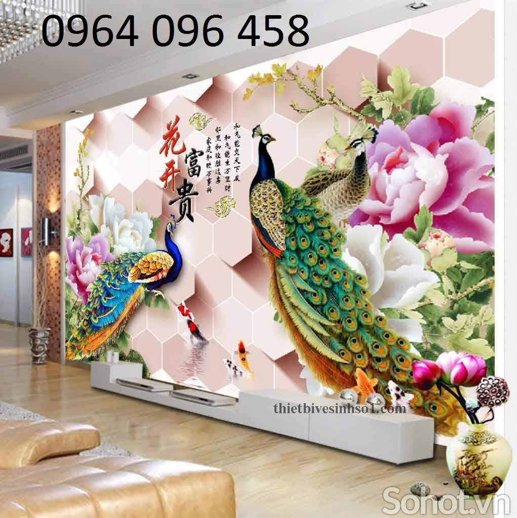Gạch tranh 3d phong thủy phòng khách - XCVV77