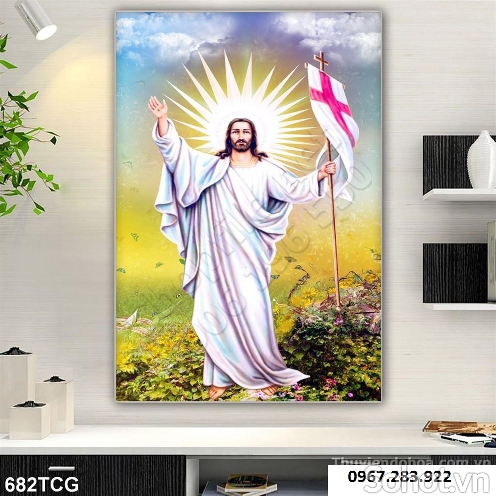 Tranh Công Giáo- Tranh Chúa Jesu ốp tường 3d