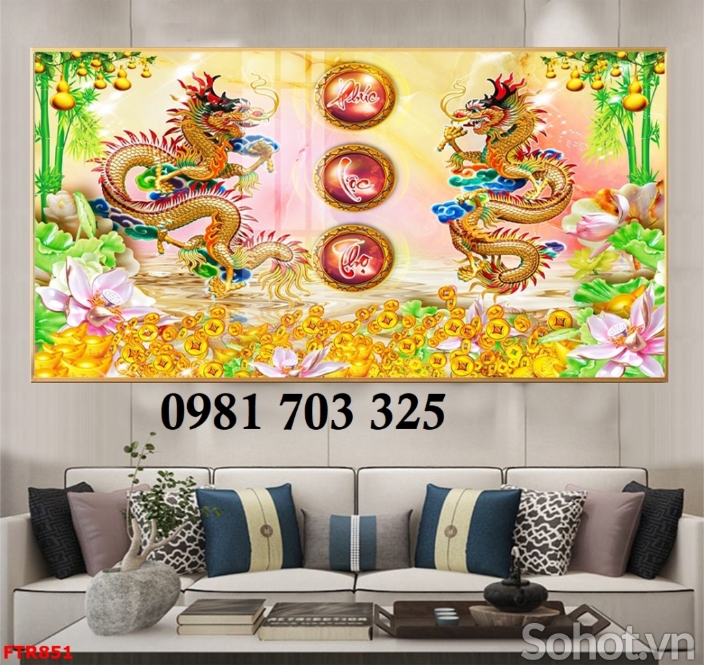 Tranh gạch 3d rồng phượng cao cấp