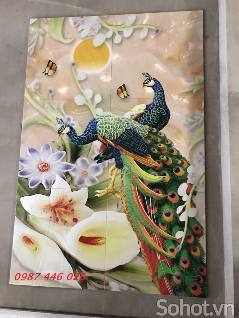 Gạch in tranh chim công 3d HP8283