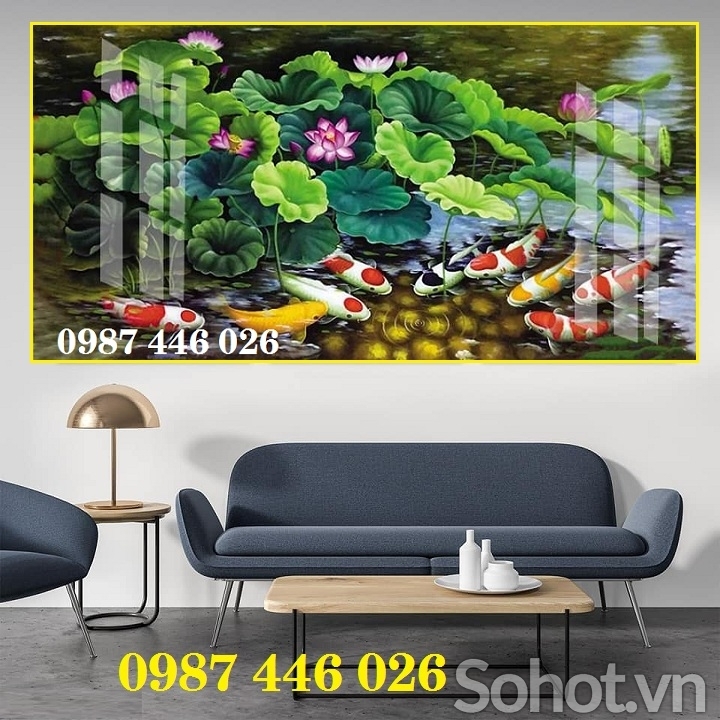 Tranh gạch men cửu ngư quần hội HP72923