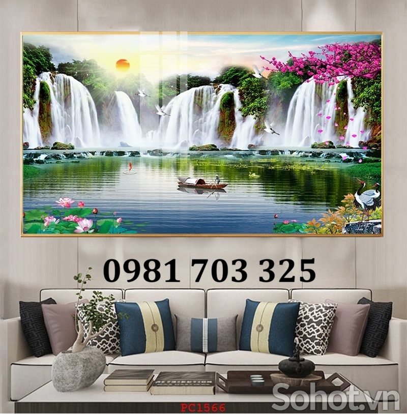 Gạch tranh thác nước đẹp hiện đại