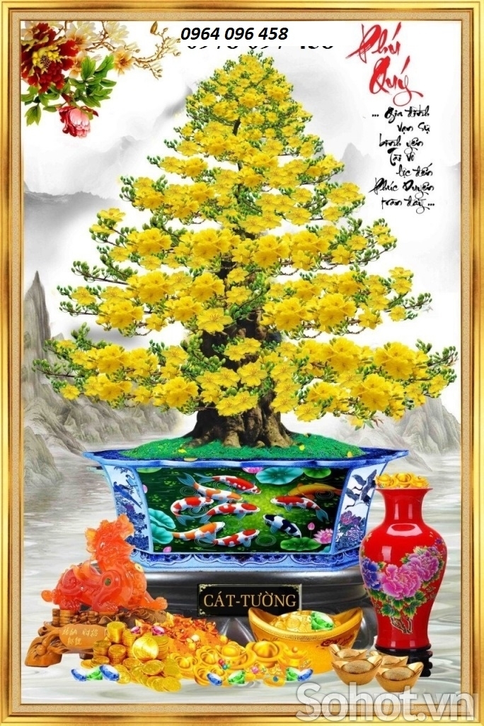 tranh cây mai vàng - tranh gạch 3d cây mai vàng - SHG65