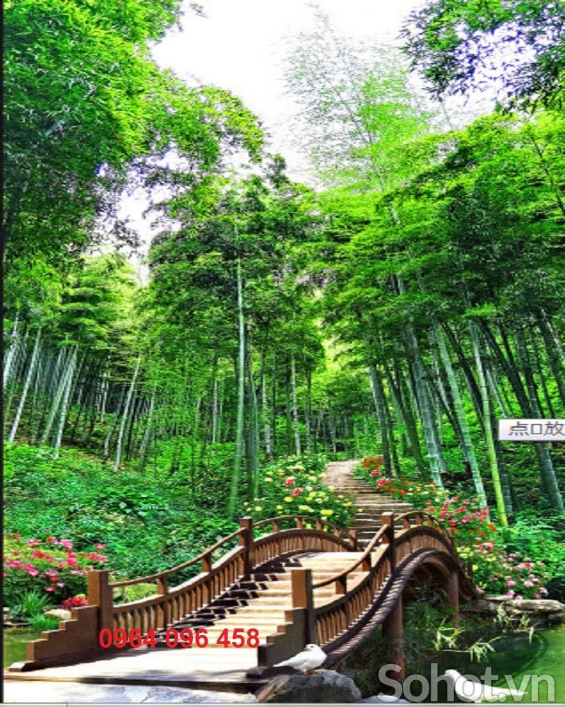 Tranh gạch 3d rừng tre xanh - SLMNN76