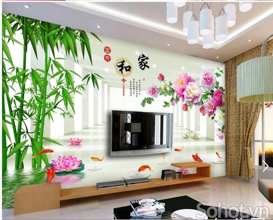 Tranh gạch 3D phòng khách- gạch tranh ốp tường