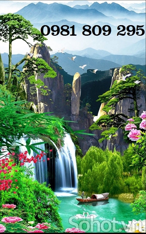 Tranh gạch thác nước - ốp tường 3d