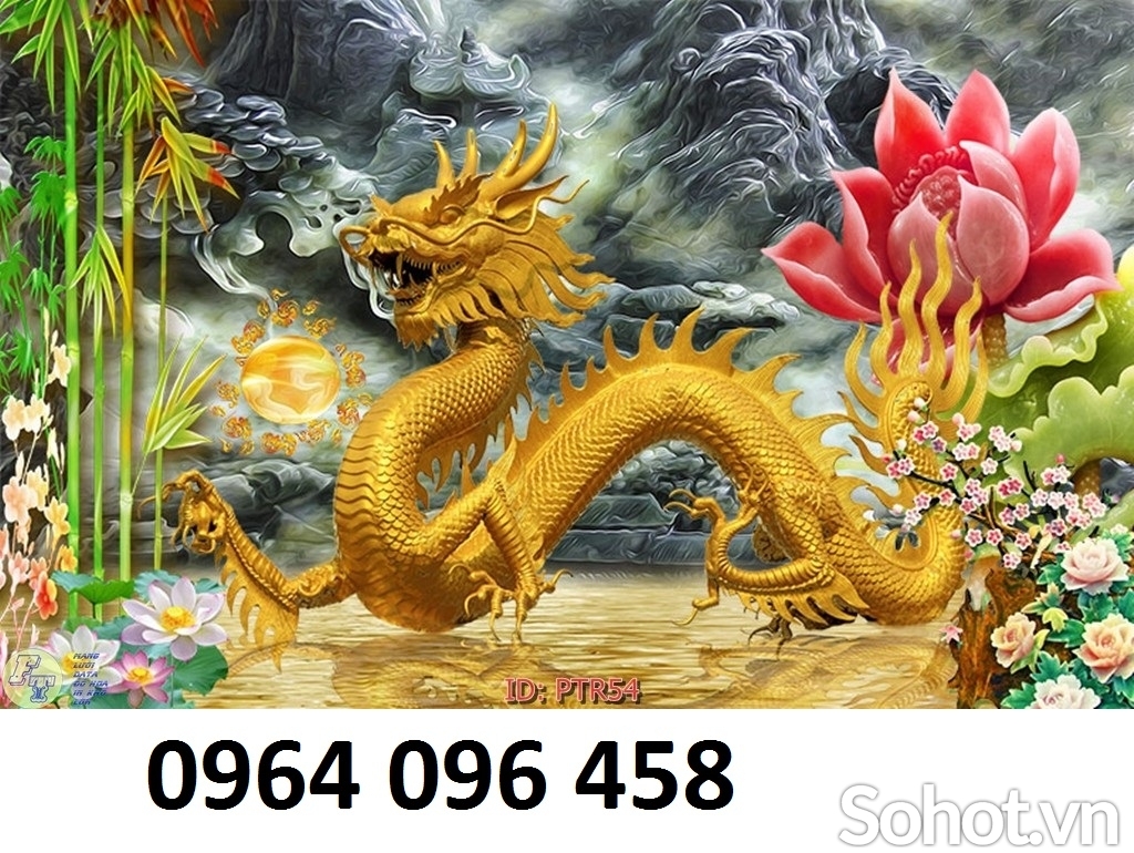 Tranh rồng bay 3d - tranh gạch 3d rồng bay - SCV64