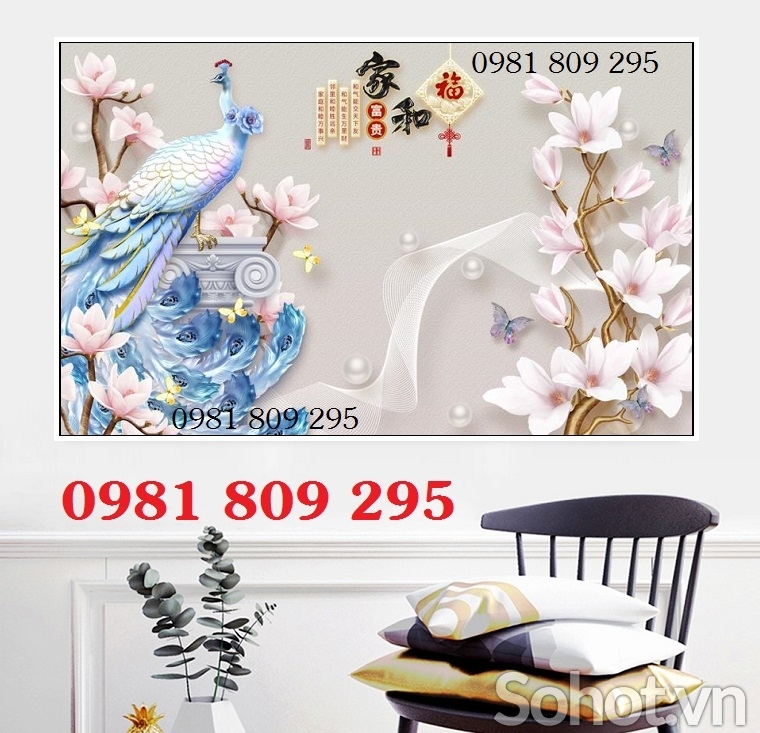 Gạch 3d con công , tranh gạch 3d