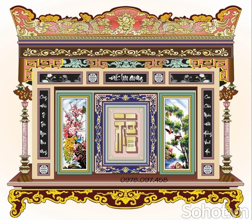 Gạch tranh 3d trang trí phòng thờ