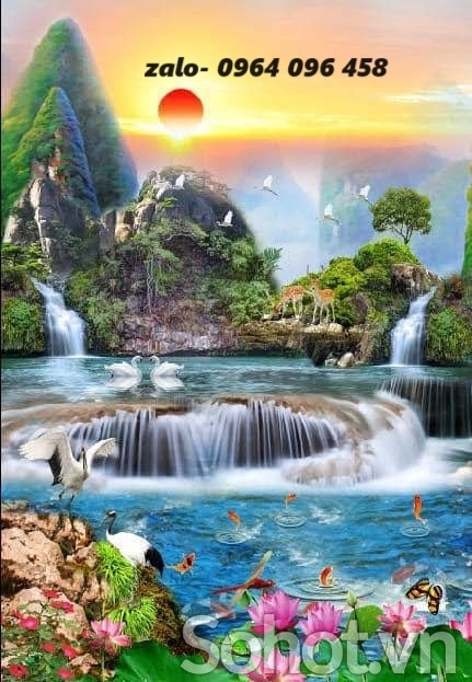 Tranh gạch 3d ốp tường phong cảnh khổ đứng - XCX433