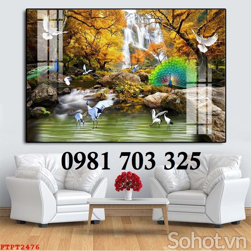 Tranh gạch thác nước trang trí