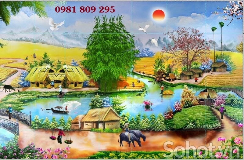 Tranh gạch 3d đồng quê HP7575