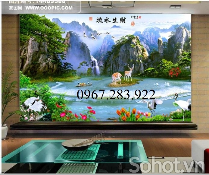 Tranh 3D- Tranh gạch thác nước