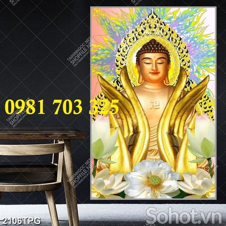 Gạch tranh 3D ốp tường, tranh Phật