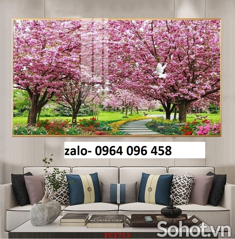 Tranh gạch 3d hoa đào - 43XBVC