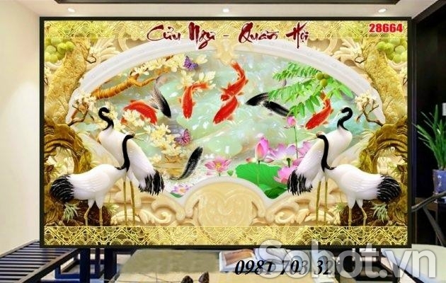 Tranh gạch 3d cá chép đẹp