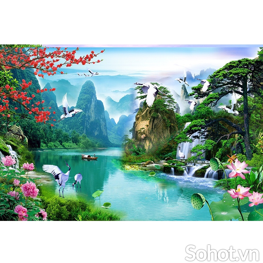 Tranh phong thủy - tranh gạch 3d phong thủy - HCX4