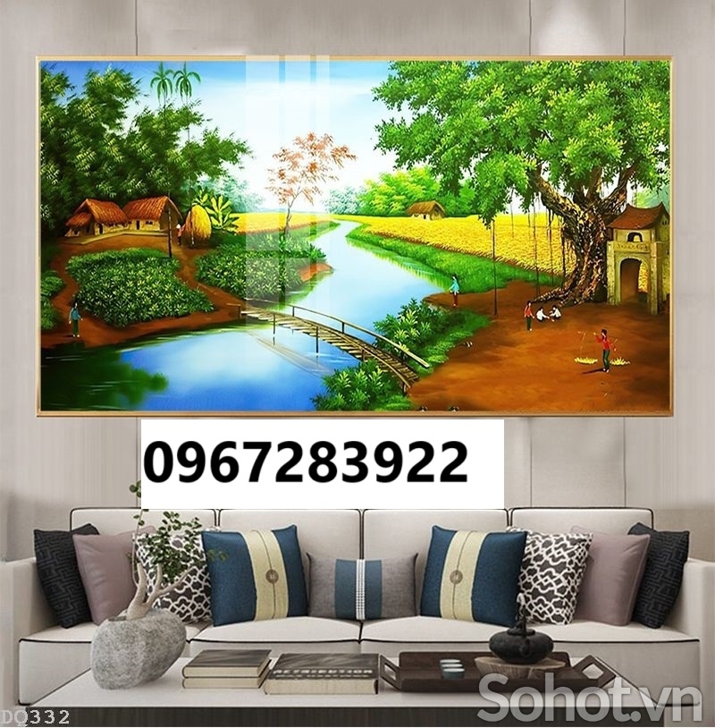 Tranh gạch 3D đẹp cảnh làng quê