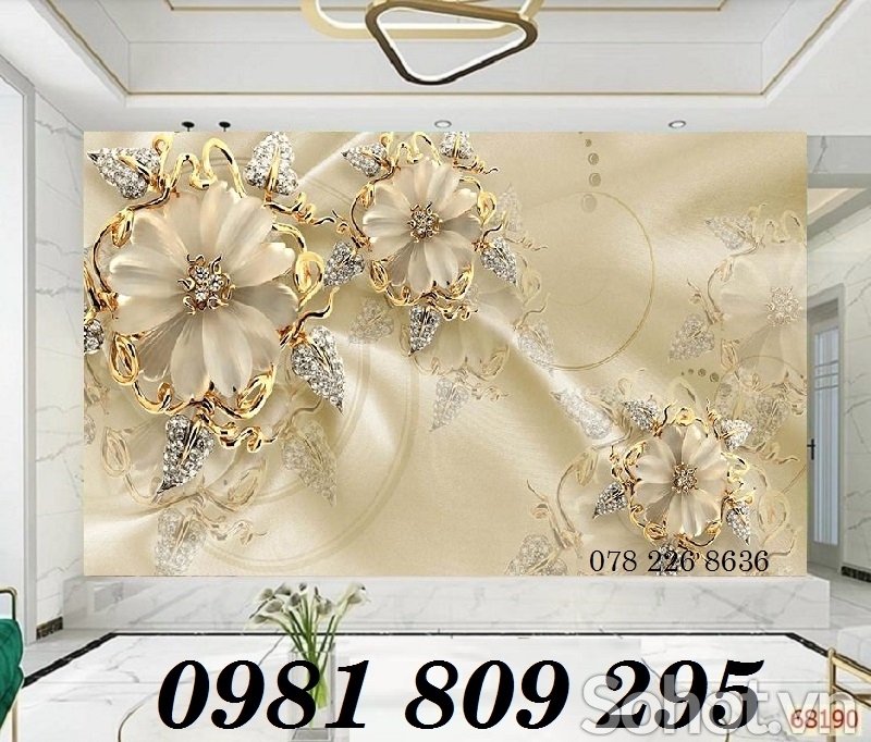 Tranh gạch ốp tường phòng khách 3d